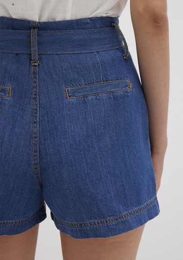  Mavi Kemer Detaylı Denim Şort 1410214-86971