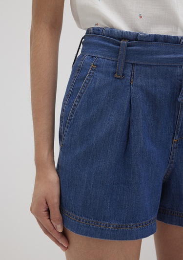  Mavi Kemer Detaylı Denim Şort 1410214-86971