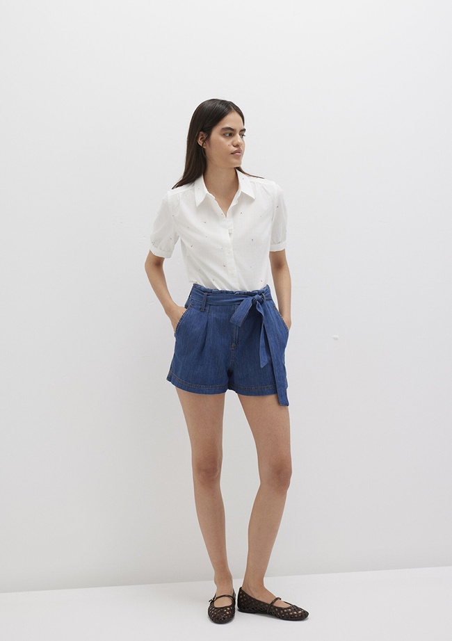  Mavi Kemer Detaylı Denim Şort 1410214-86971