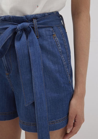  Mavi Kemer Detaylı Denim Şort 1410214-86971