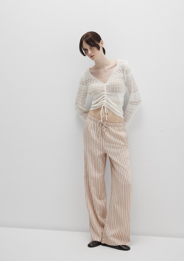  Mavi Çizgili Bej Pantolon 1011024-90719