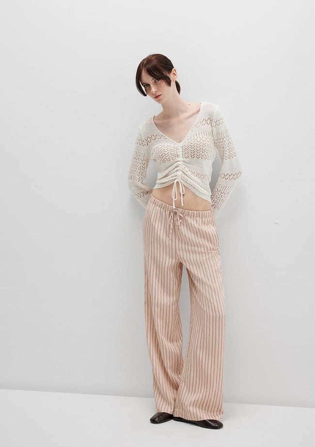  Mavi Çizgili Bej Pantolon 1011024-90719