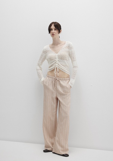  Mavi Çizgili Bej Pantolon 1011024-90719