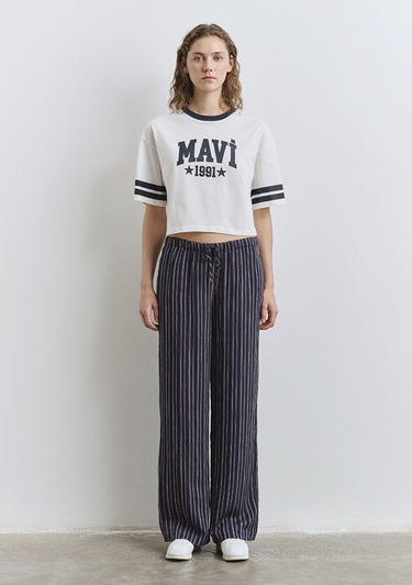  Mavi Çizgili Lacivert Pantolon 1011024-89853