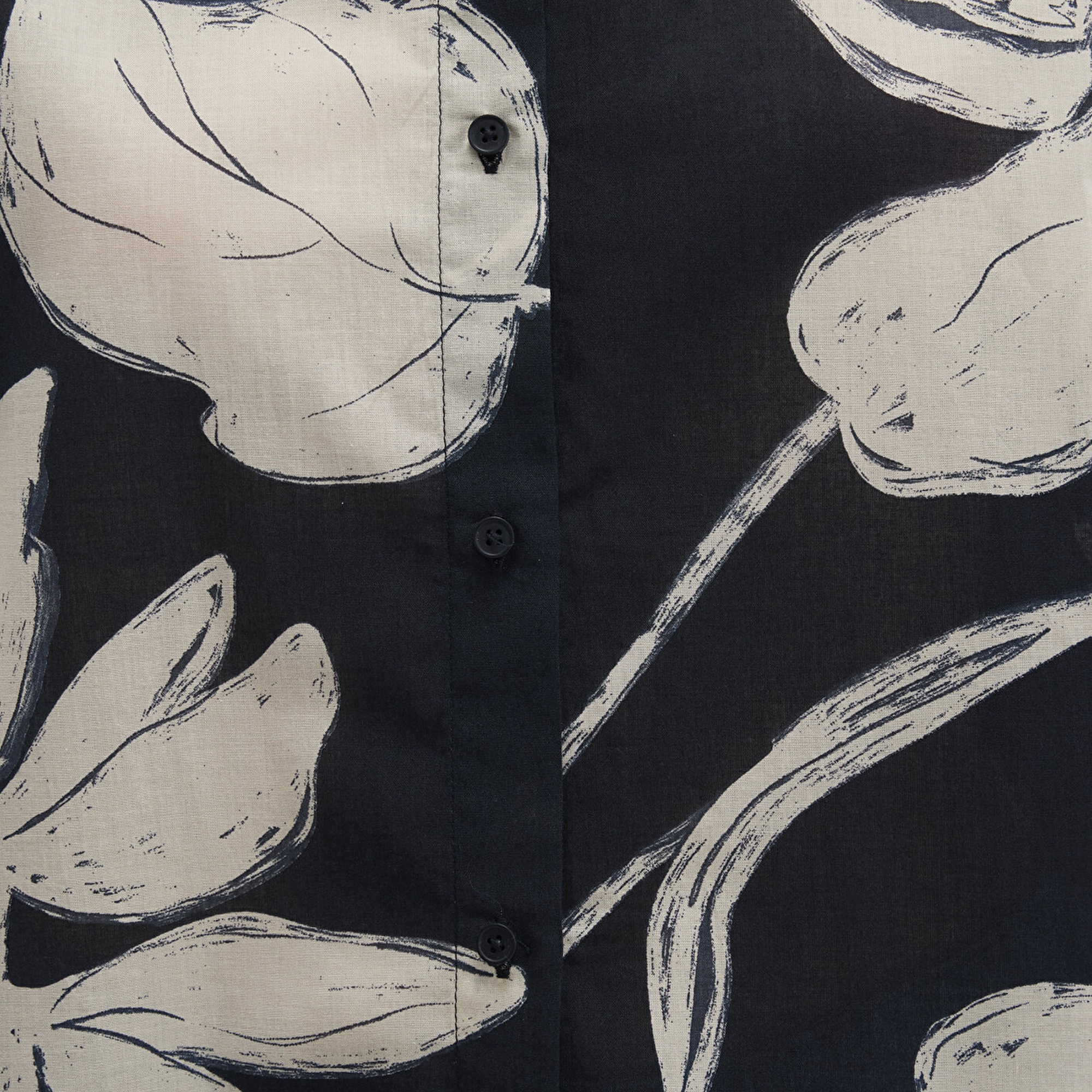 Mavi Baskılı Siyah Gömlek Loose Fit / Bol Rahat Kesim 1211187-90716