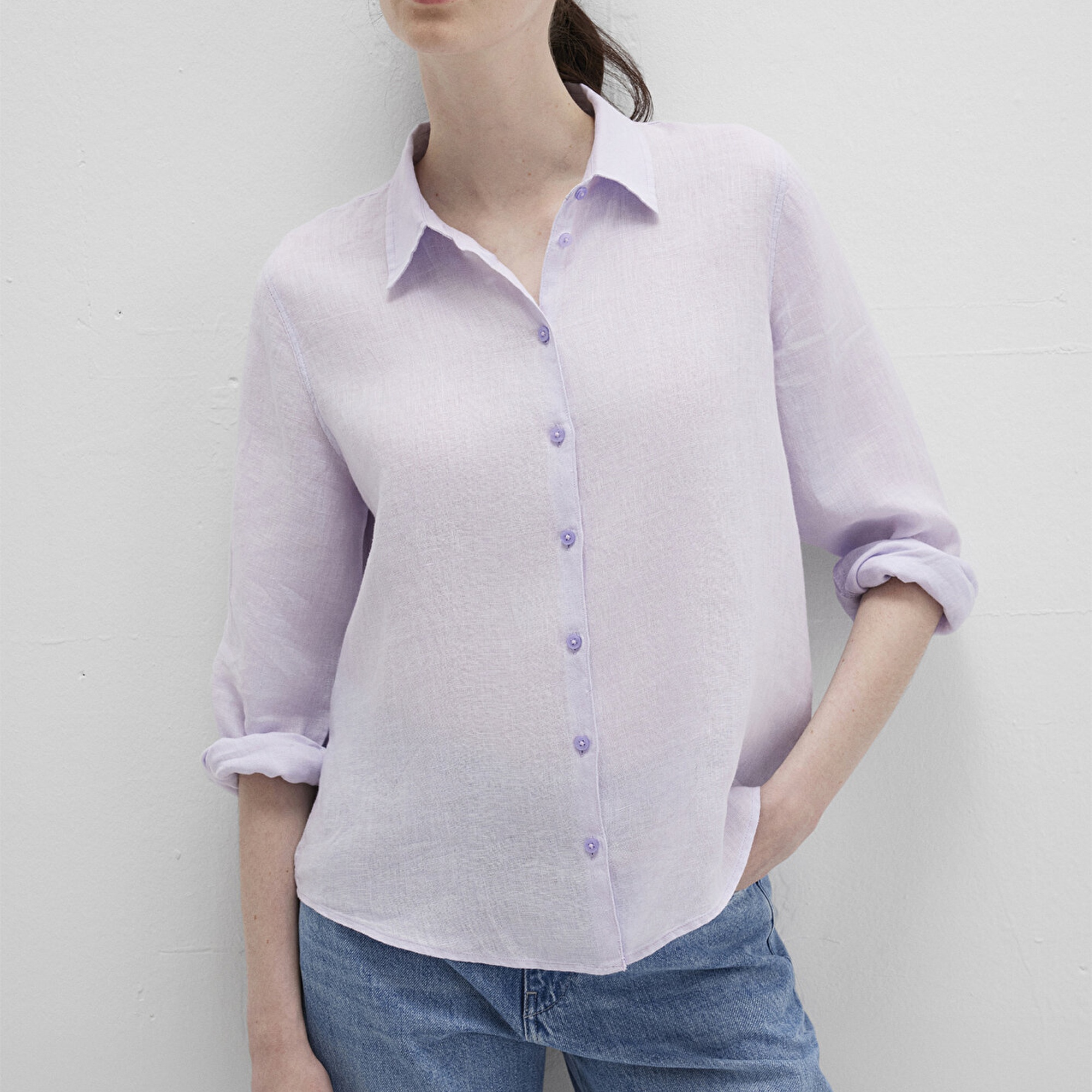 Mavi Lila Keten Gömlek Regular Fit / Normal Kesim 1211188-70523