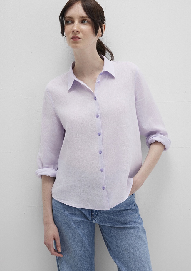  Mavi Lila Keten Gömlek Regular Fit / Normal Kesim 1211188-70523