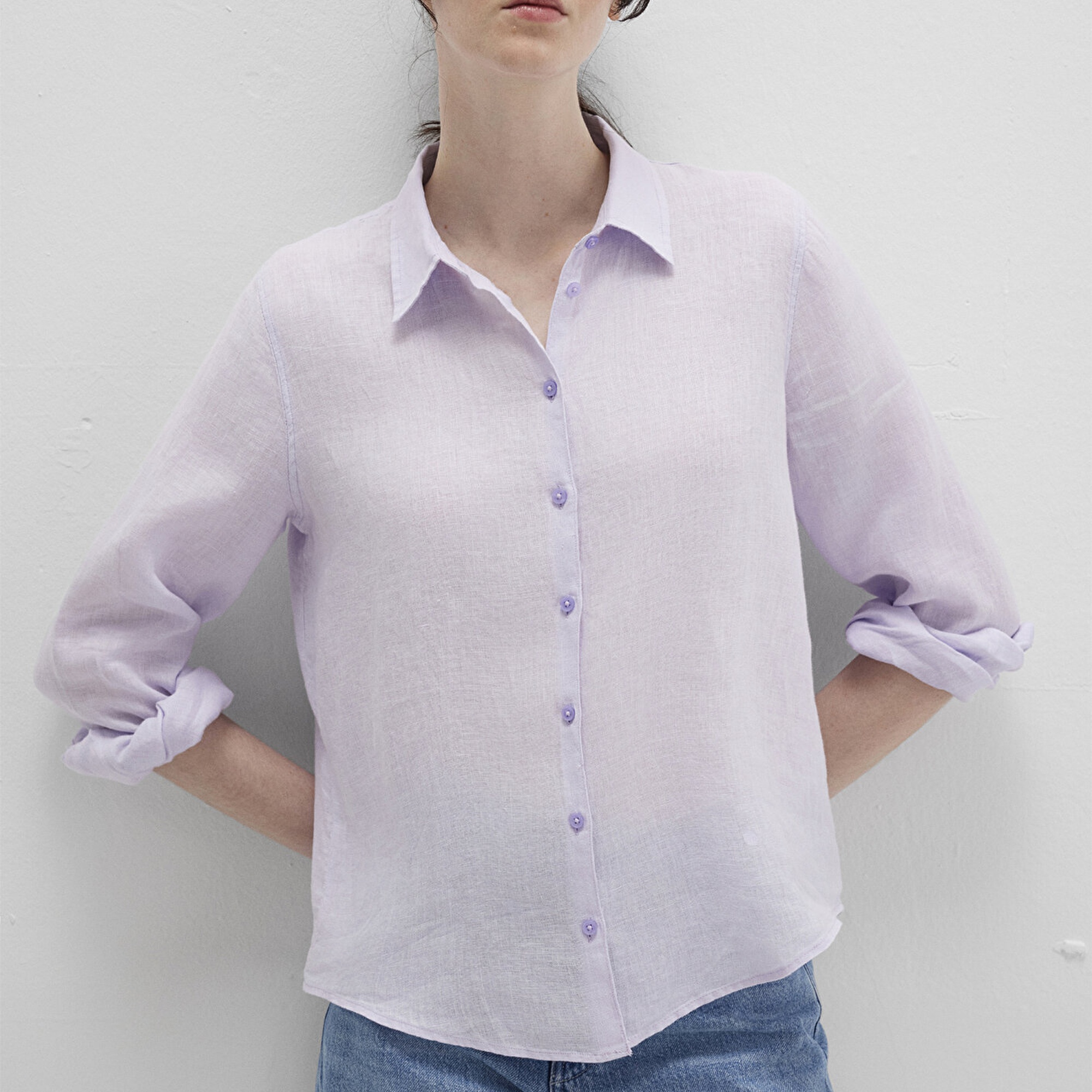 Mavi Lila Keten Gömlek Regular Fit / Normal Kesim 1211188-70523