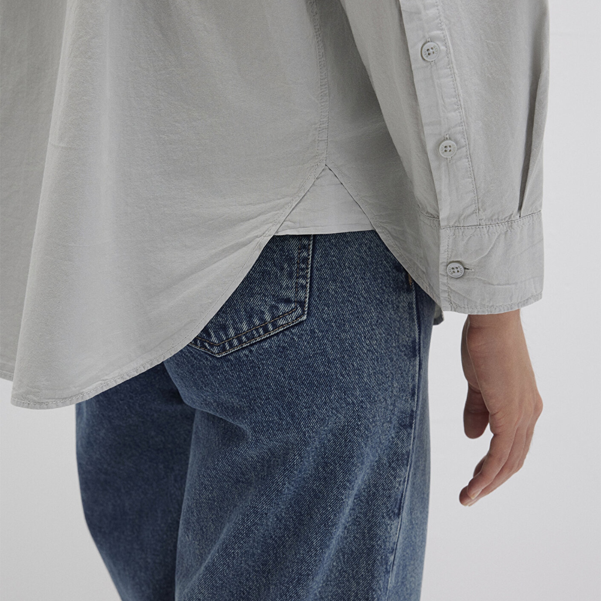 Mavi Gri Gömlek Loose Fit / Bol Rahat Kesim 1211180-70075