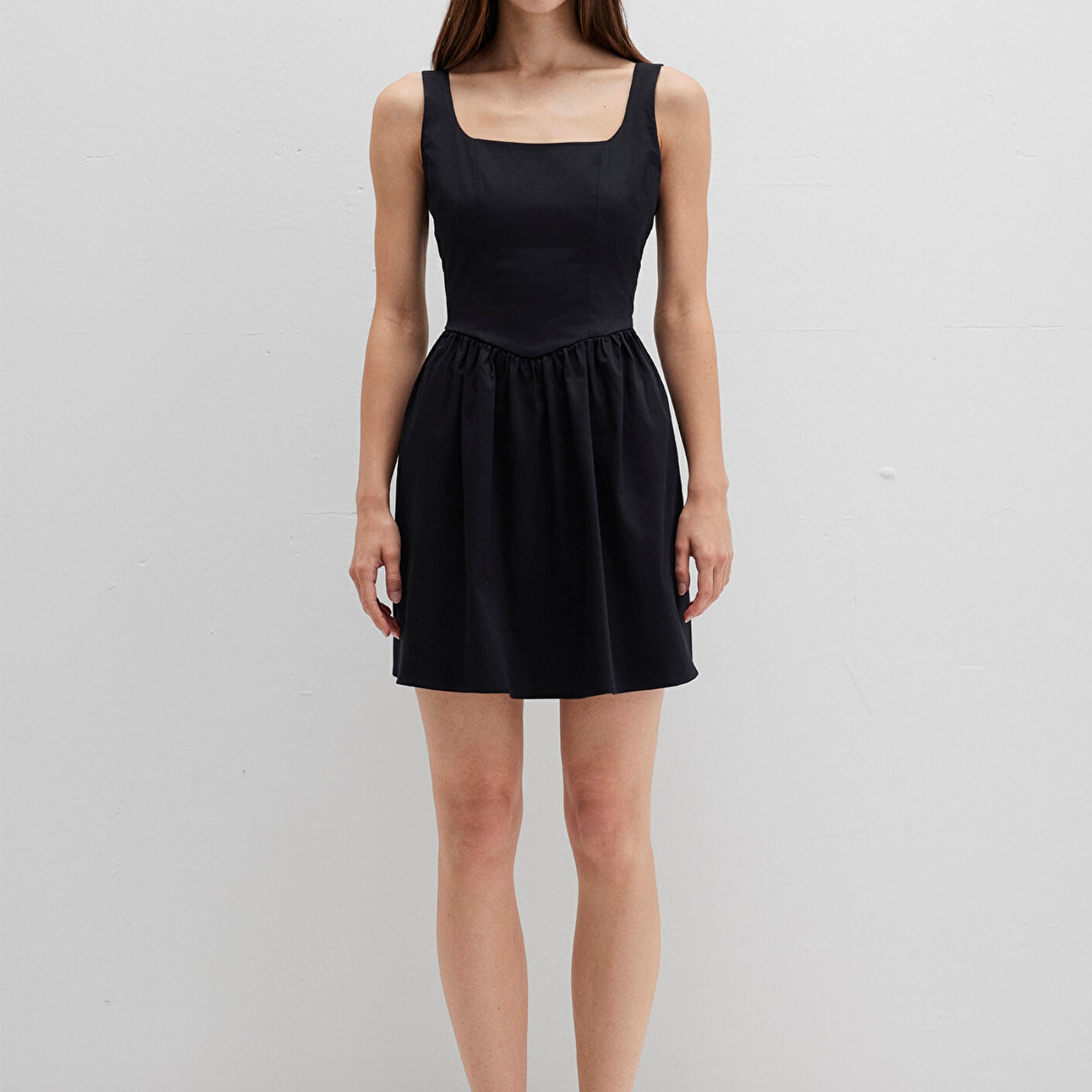 Mavi Askılı Siyah Mini Elbise 1310724-900