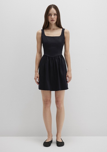  Mavi Askılı Siyah Mini Elbise 1310724-900