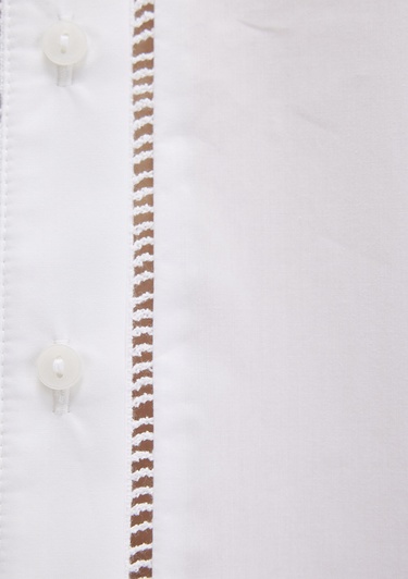  Mavi Nakışlı Şerit Detaylı Beyaz Gömlek Regular Fit / Normal Kesim 1211174-70057