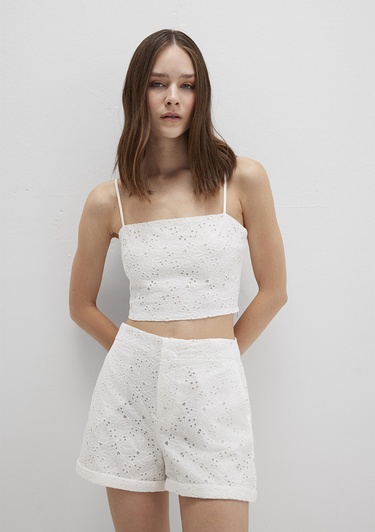  Mavi Fisto İşlemeli Crop Top 1211176-70057