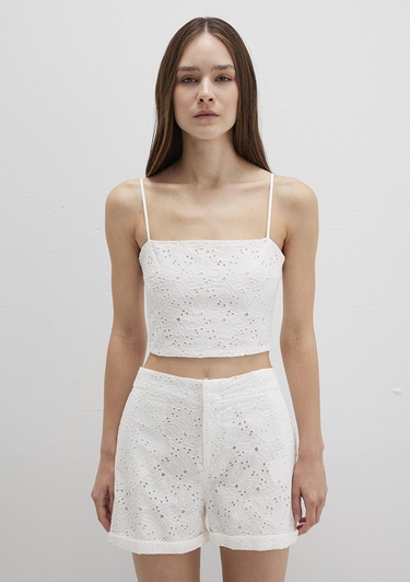  Mavi Fisto İşlemeli Crop Top 1211176-70057