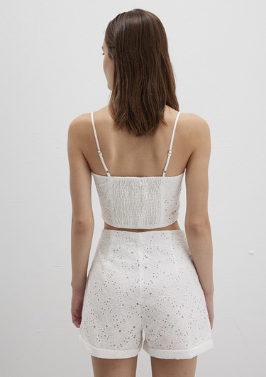  Mavi Fisto İşlemeli Crop Top 1211176-70057