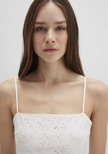  Mavi Fisto İşlemeli Crop Top 1211176-70057