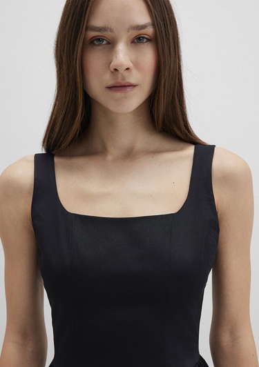  Mavi Askılı Siyah Mini Elbise 1310724-900