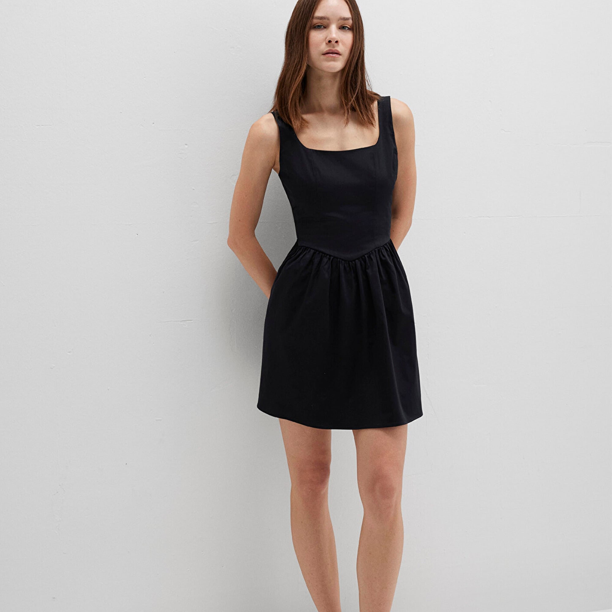 Mavi Askılı Siyah Mini Elbise 1310724-900