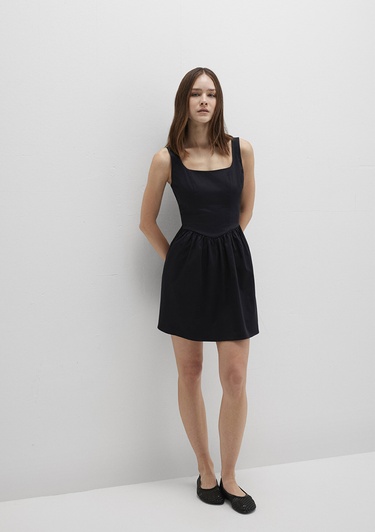  Mavi Askılı Siyah Mini Elbise 1310724-900