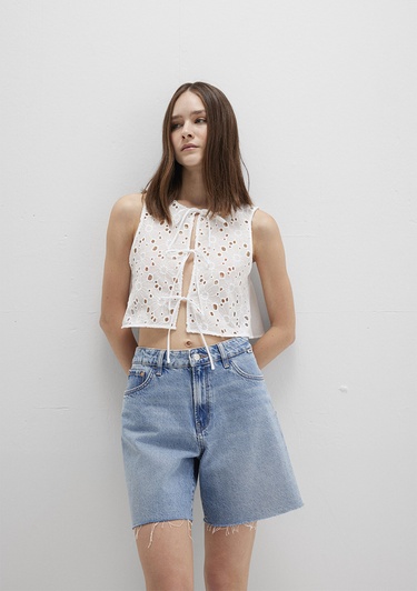  Mavi Bağcık Detaylı Fisto İşlemeli Top 1211177-70057