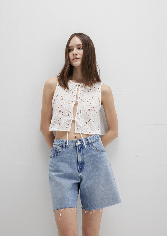  Mavi Bağcık Detaylı Fisto İşlemeli Top 1211177-70057