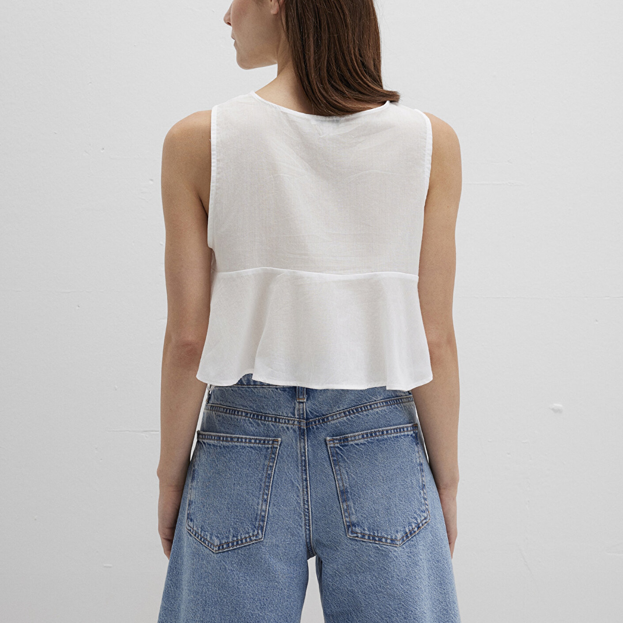 Mavi Bağcık Detaylı Fisto İşlemeli Top 1211177-70057