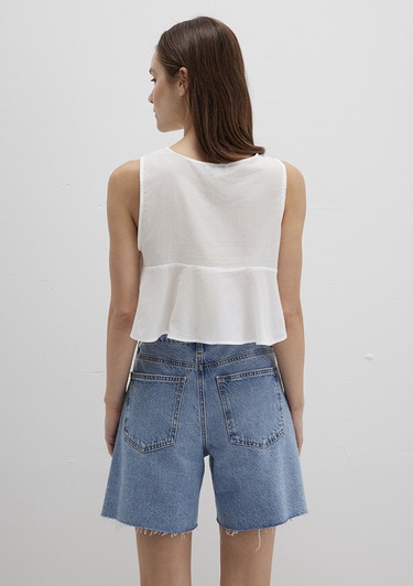  Mavi Bağcık Detaylı Fisto İşlemeli Top 1211177-70057