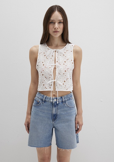  Mavi Bağcık Detaylı Fisto İşlemeli Top 1211177-70057