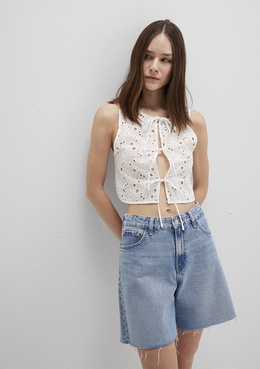  Mavi Bağcık Detaylı Fisto İşlemeli Top 1211177-70057