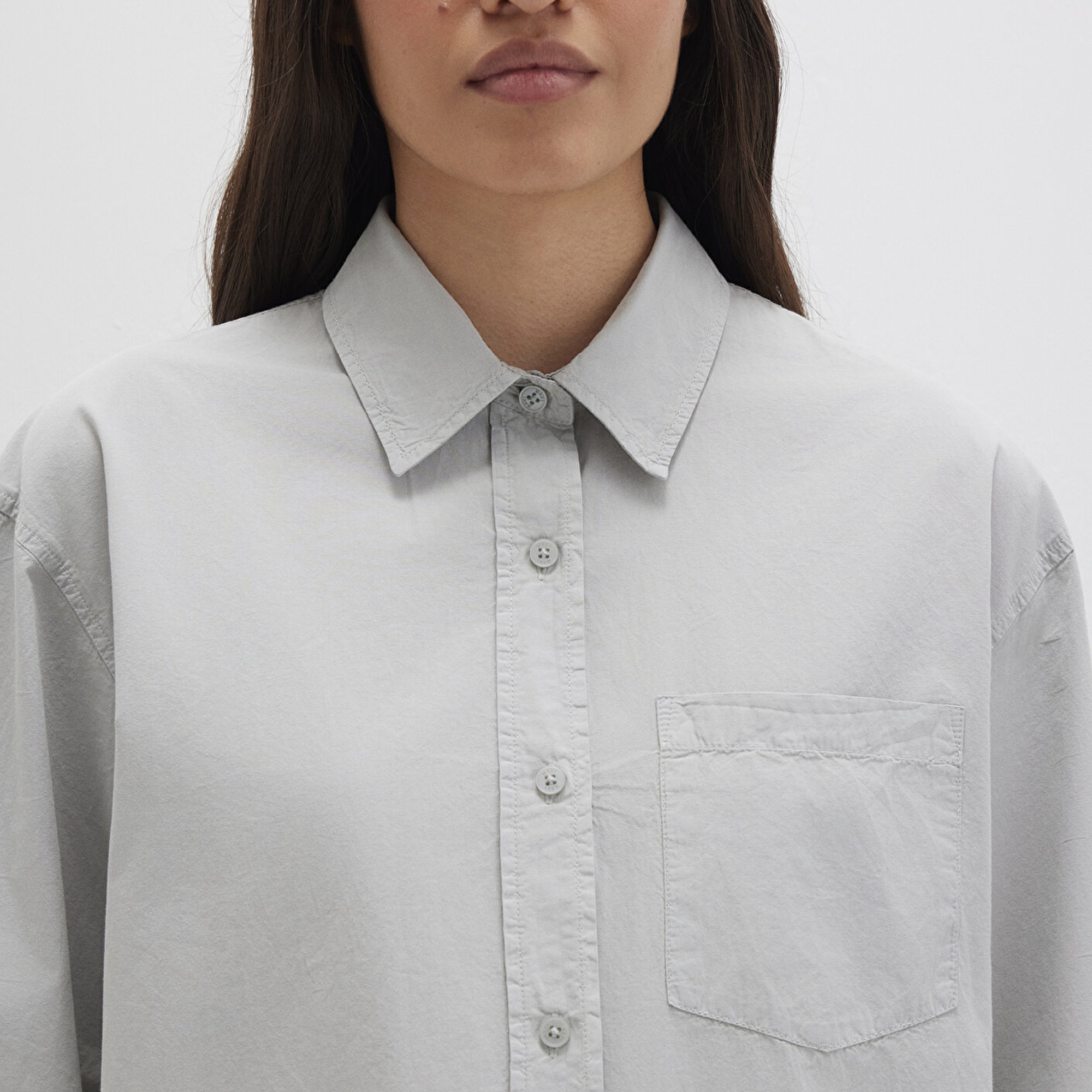 Mavi Gri Gömlek Loose Fit / Bol Rahat Kesim 1211180-70075