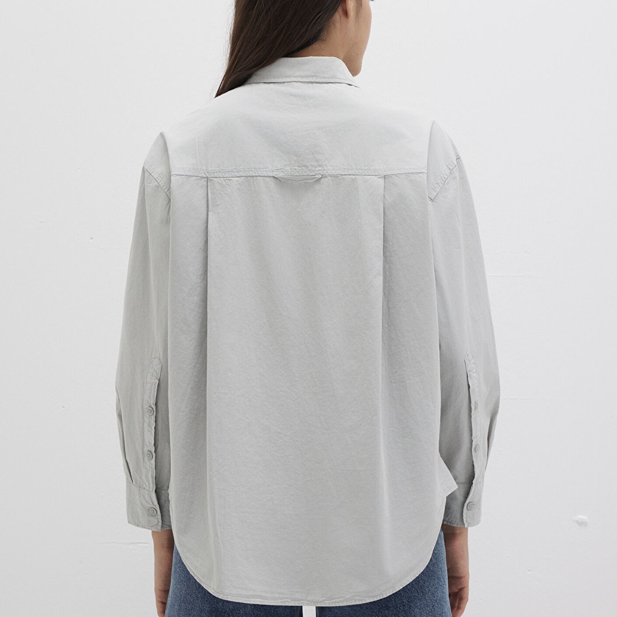 Mavi Gri Gömlek Loose Fit / Bol Rahat Kesim 1211180-70075