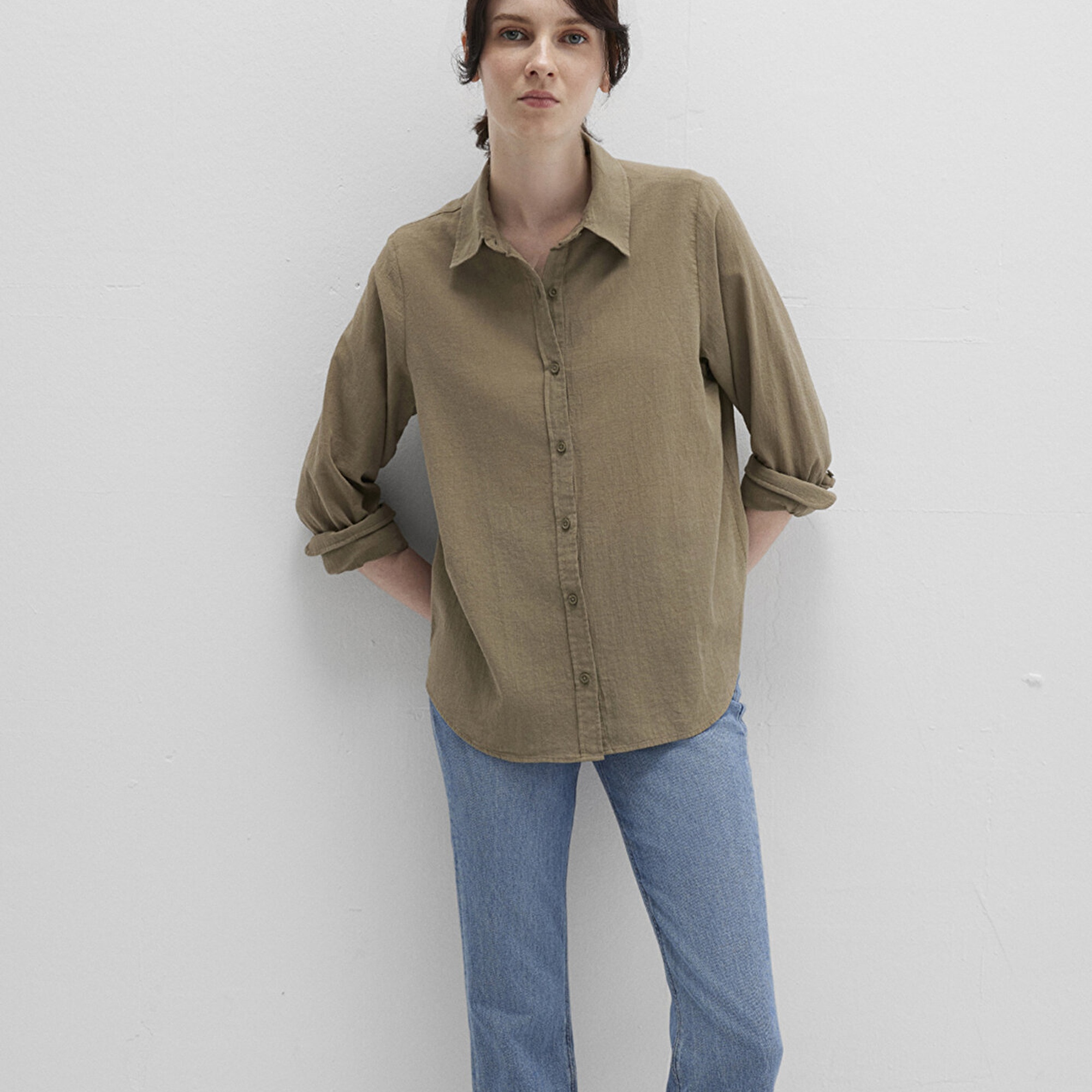 Mavi Haki Gömlek Loose Fit / Bol Rahat Kesim 1211171-71819