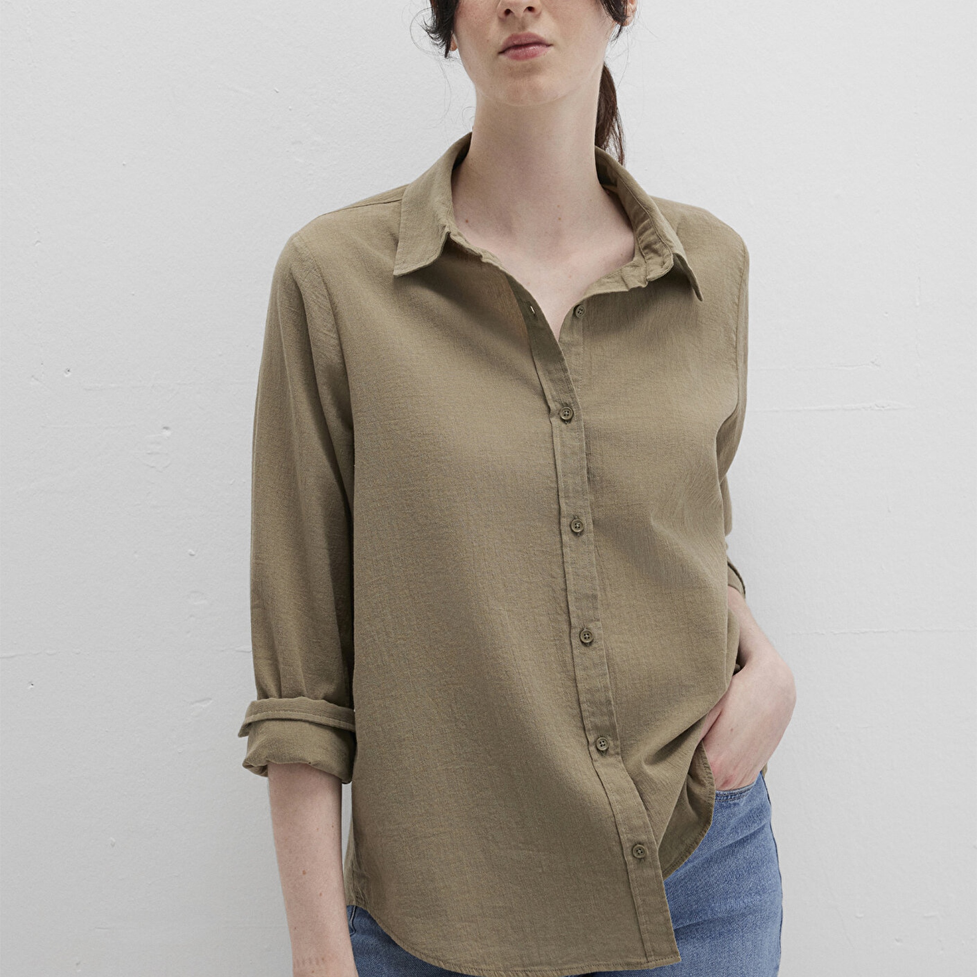 Mavi Haki Gömlek Loose Fit / Bol Rahat Kesim 1211171-71819