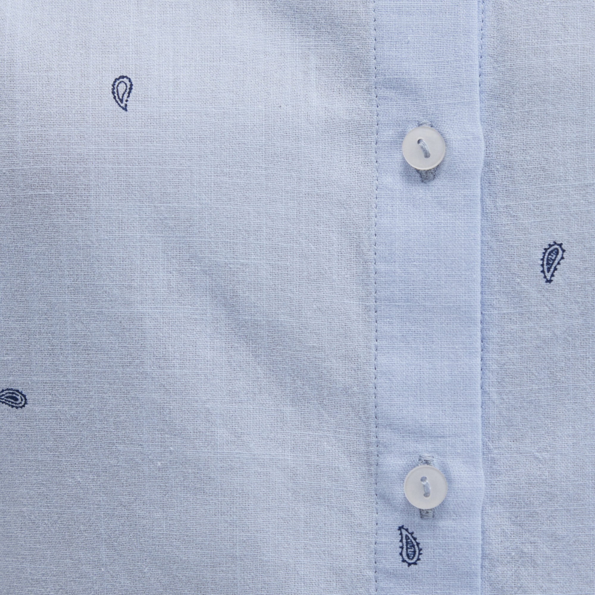 Mavi Mini Baskılı Mavi Gömlek Loose Fit / Bol Rahat Kesim 1210030-84655