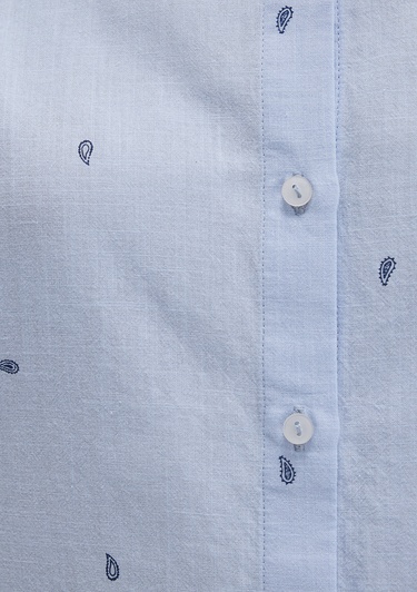  Mavi Mini Baskılı Mavi Gömlek Loose Fit / Bol Rahat Kesim 1210030-84655