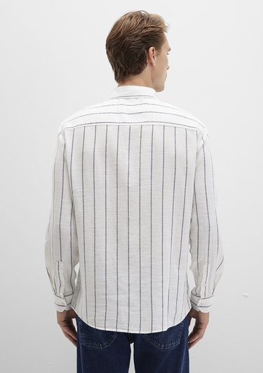  Mavi Çizgili Beyaz Gömlek Regular Fit / Normal Kesim 0211712-90938
