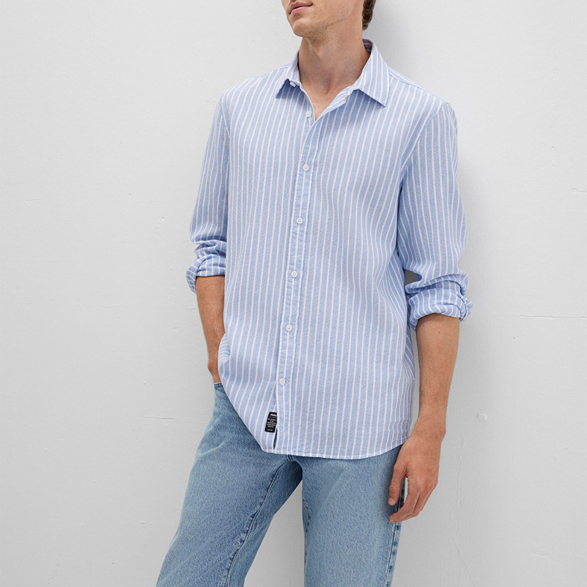 Mavi Çizgili Mavi Gömlek Regular Fit / Normal Kesim 0211693-90912