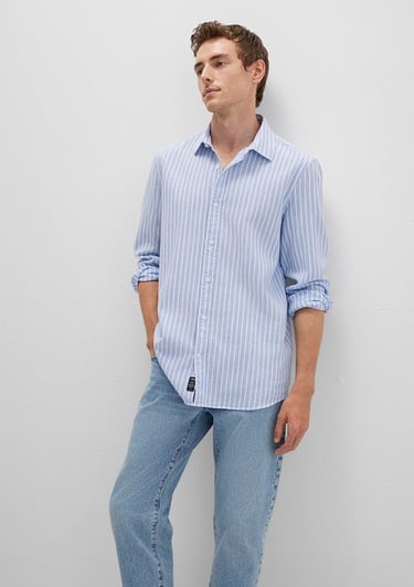  Mavi Çizgili Mavi Gömlek Regular Fit / Normal Kesim 0211693-90912