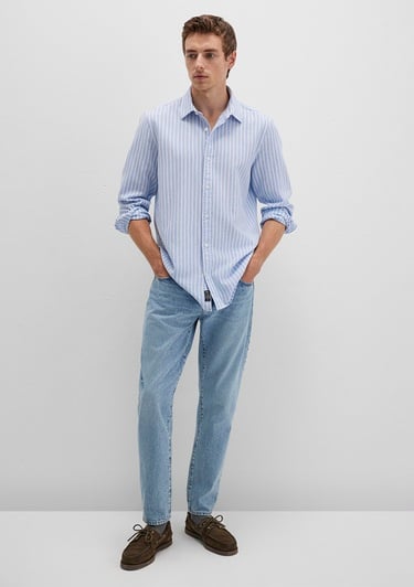  Mavi Çizgili Mavi Gömlek Regular Fit / Normal Kesim 0211693-90912