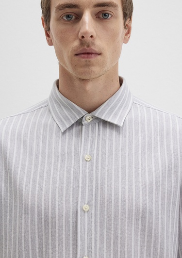  Mavi Çizgili Gri Gömlek Regular Fit / Normal Kesim 0211693-91013