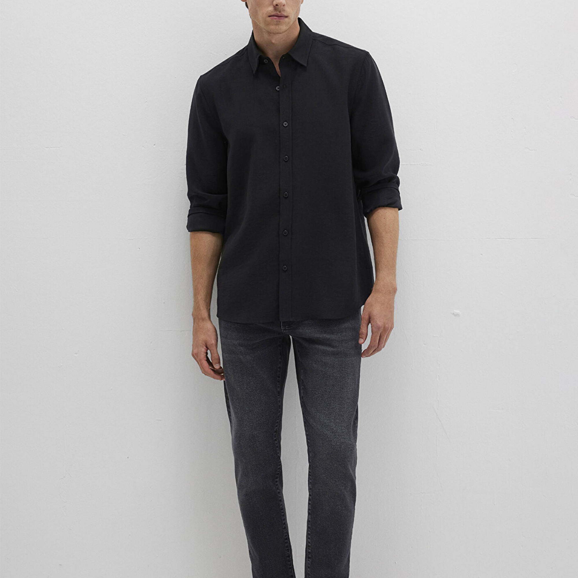 Mavi Siyah Tencel TM Liyosel Gömlek Regular Fit / Normal Kesim 0211659-900