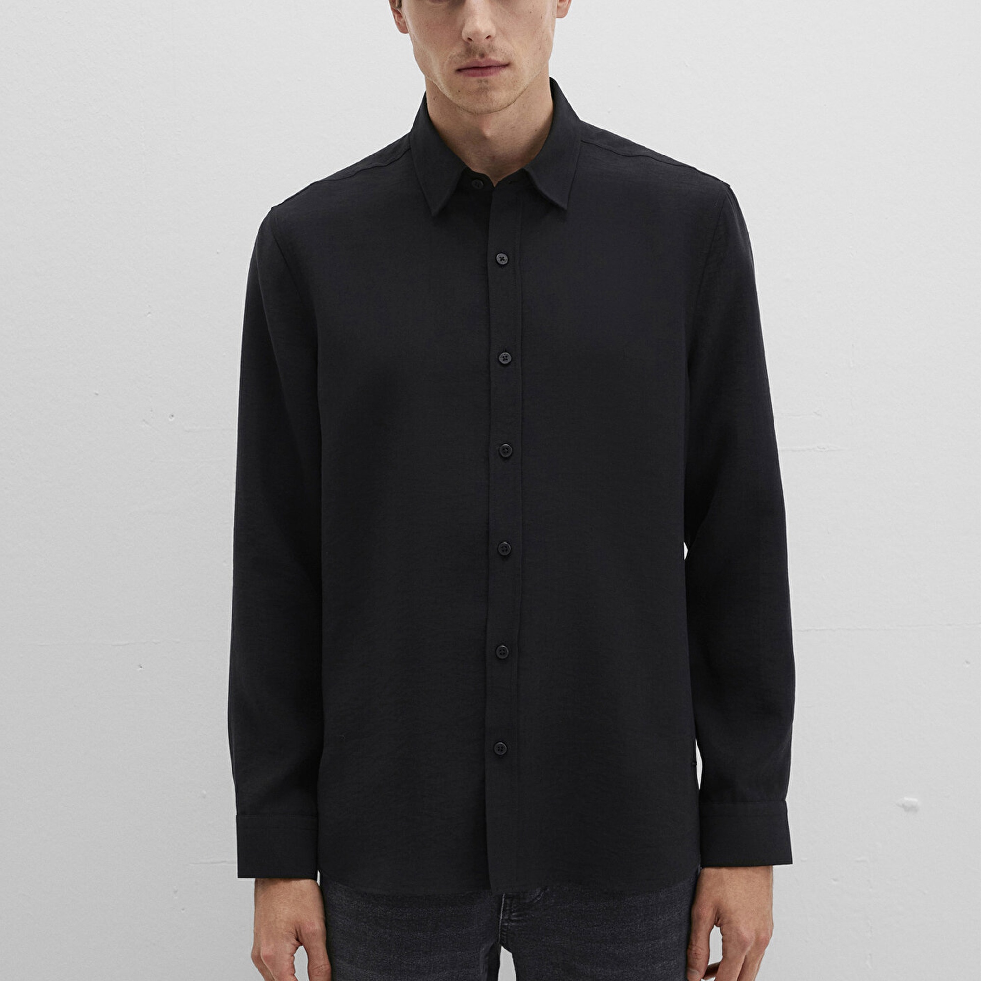 Mavi Siyah Tencel TM Liyosel Gömlek Regular Fit / Normal Kesim 0211659-900