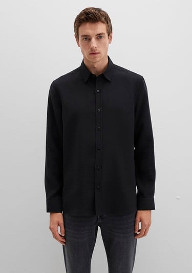  Mavi Siyah Tencel TM Liyosel Gömlek Regular Fit / Normal Kesim 0211659-900