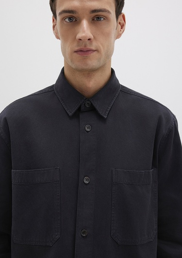  Mavi Tencel TM Liyosel Karışımlı Siyah Gömlek Regular Fit / Normal Kesim 0211649-900