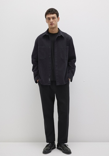  Mavi Tencel TM Liyosel Karışımlı Siyah Gömlek Regular Fit / Normal Kesim 0211649-900