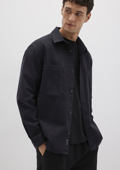  Mavi Tencel TM Liyosel Karışımlı Siyah Gömlek Regular Fit / Normal Kesim 0211649-900