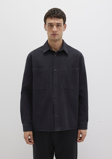  Mavi Tencel TM Liyosel Karışımlı Siyah Gömlek Regular Fit / Normal Kesim 0211649-900