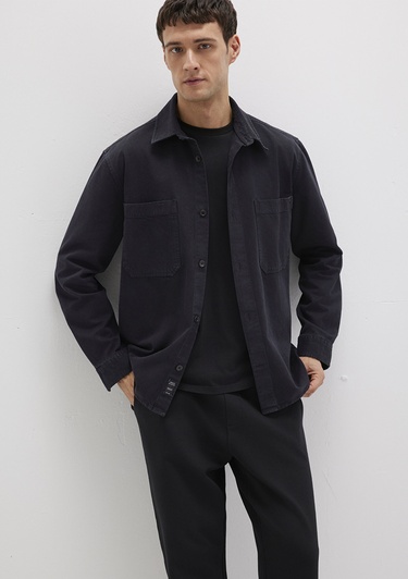  Mavi Tencel TM Liyosel Karışımlı Siyah Gömlek Regular Fit / Normal Kesim 0211649-900