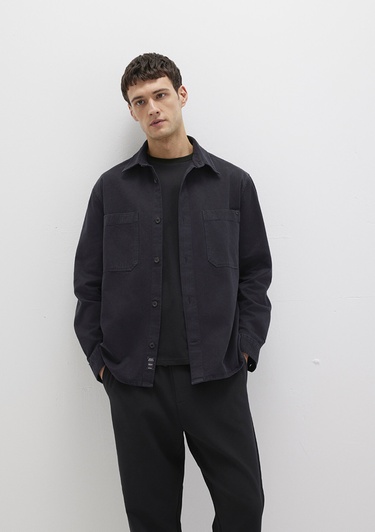  Mavi Tencel TM Liyosel Karışımlı Siyah Gömlek Regular Fit / Normal Kesim 0211649-900