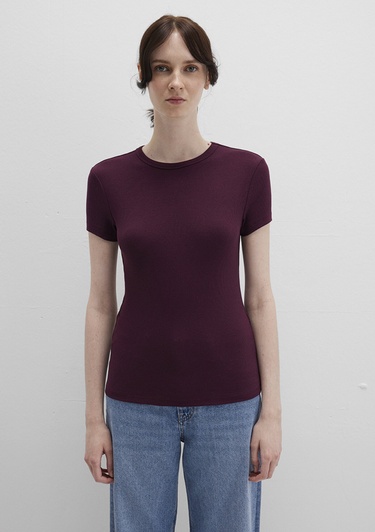  Mavi Bordo Basic Tişört Fitted / Vücuda Oturan Kesim 1613081-70434